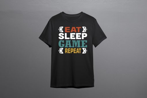 Eat Sleep Game Repeat- Tshirt- Black